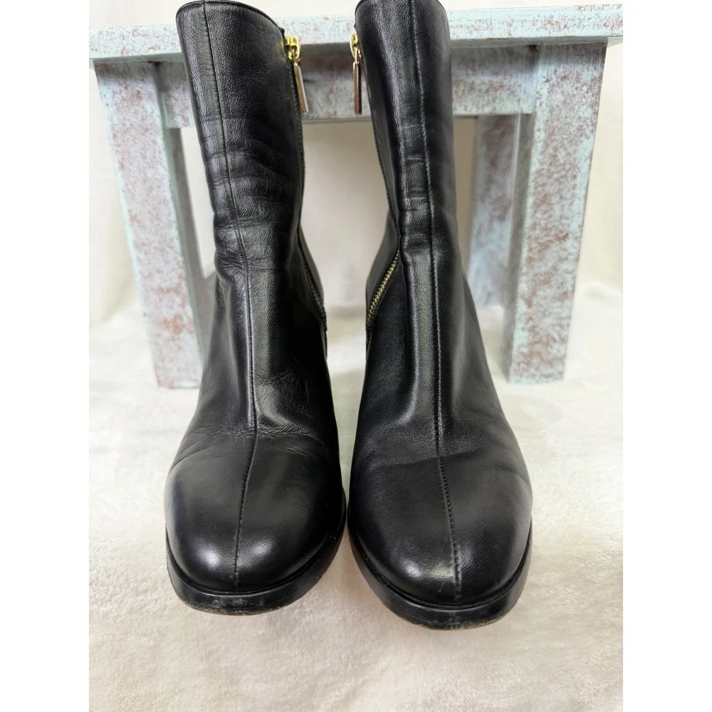 Dear Frances Spirit Boots Women 37.5 Black Leather Block Heel Ankle Bootie Italy
